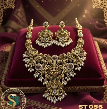Lakshmi Necklace with Rice Beads – Antique Finish