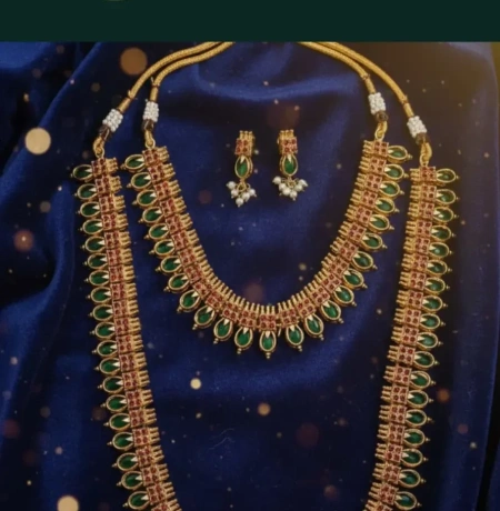 Royal Kerala Palakka Nagapadam Green Kemp Haram Combo Set