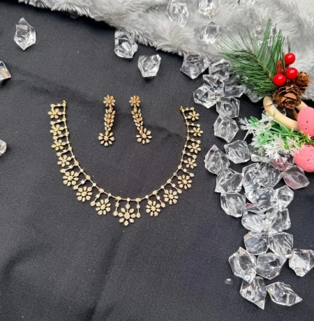 Blossom Cascade American Diamond Necklace & Earring Set